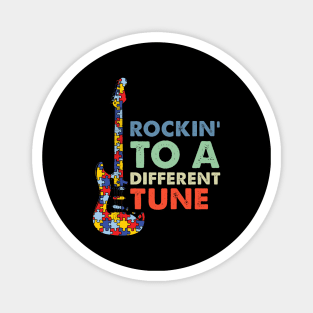 Rockin To A Different Tune Puzzle Piece Guitar Autism Magnet